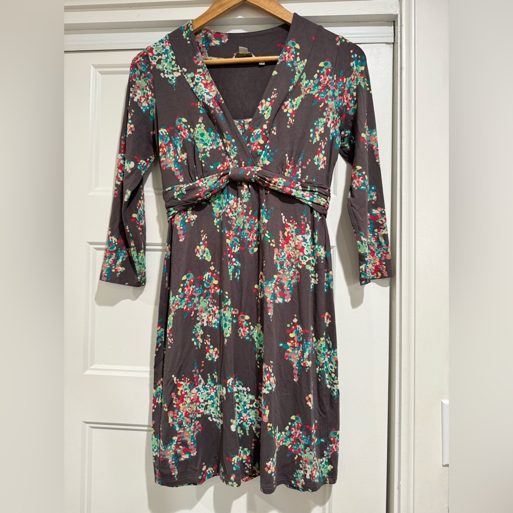 Boden Pewter Gray Floral Jersey Tunic Dress